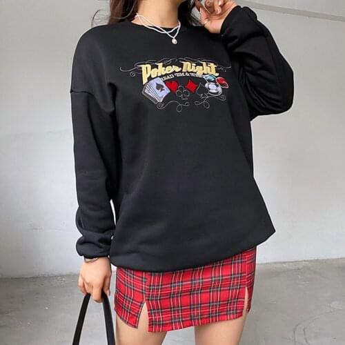 Punk Letter Printed Oversized Sweatshirt Women Autumn Embroidery Long Sleeve Harajuku Sweatshirts Pullover Korean Sweat Hoodies
