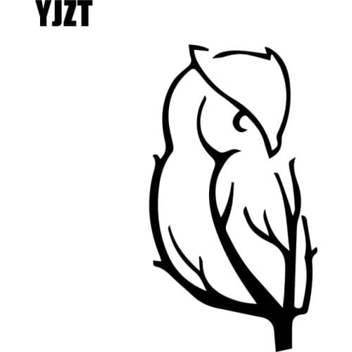 YJZT 9.8CM*18CM Owl Branches Fashion Vinyl Car Window Decoration Sticker Decal Black/Silver C11-0974