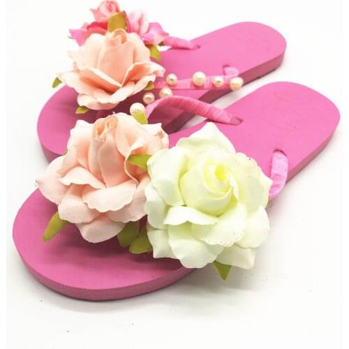 2020 Women Rose Flower Summer Sandals Slipper Indoor Outdoor Flip-flops Beach Shoes Female Casual flower Slipper gift
