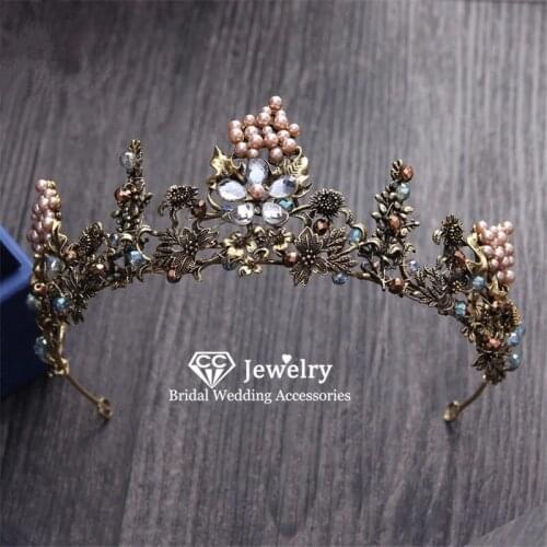 CC Tiaras and Crowns Hairbands Wedding Hair Accessories for Women Vintage Crown Queen Headwear Fashion Jewelry Bohemain KC57