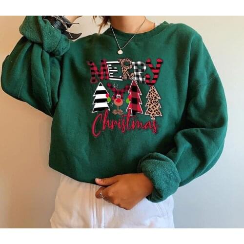 2021 Autumn Womans Hoodies Oversize Female Pullover Loose Christmas Cartoon Print Thicken Warm Women Sweatshirts Lady Fashion