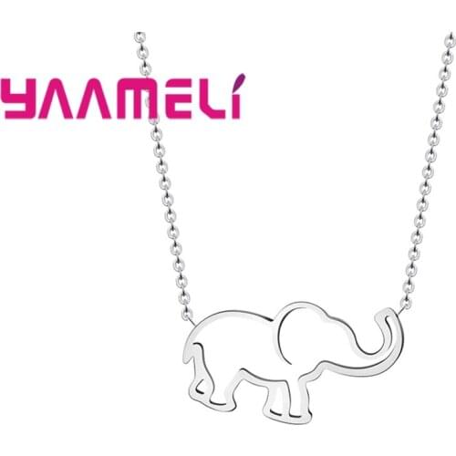 Femme Lovely Cute Elephant Pendant Necklaces 100% 925 Sterling Silver Jewelry Statement Necklace For Women/Lady/Girls