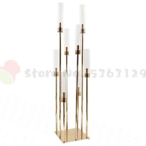 10 Heads Metal Candlestick Candelabra Candle Holders Stands Wedding Table Centerpieces Flower Vases Road Lead Party Decoration