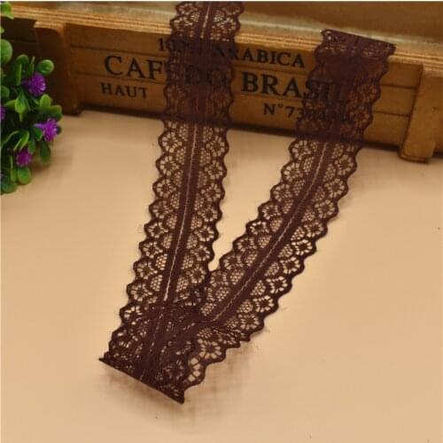 10Yards/Lot Dark Brown Lace Ribbon Tape 28MM Lace Trim Fabric DIY Embroidered Net Lace for Sewing Decoration Sewing Accessories