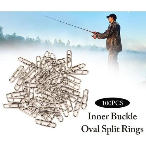 100pcs/bag Bent Head Oval Split Ring Carp Stainless Steel Carp Fishing Tackle Accessories size 18mm 23mm Snap Swivel