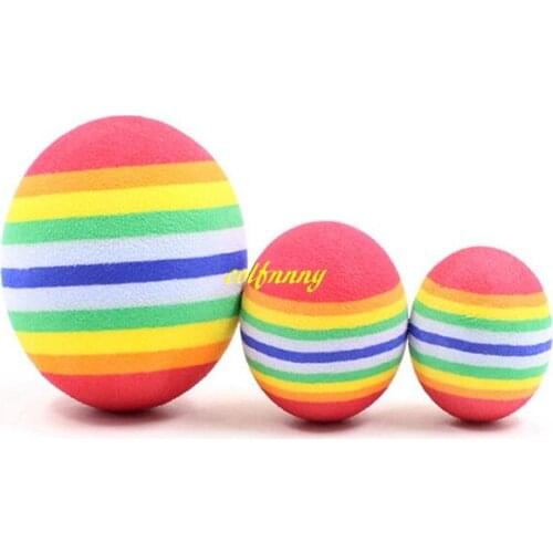 200pcs/lot Fast shipping 3.5cm Colorful Pet Cat Soft Foam ball 4.3cm 6.3cm Dog Rainbow Play Balls Activity Toys