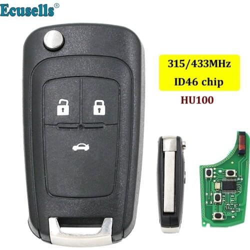 3 button folding flip remote key fob 433MHz 46 chip for Opel Adam Astra J Cascade Insignia Karl Zafira C Mokka HU100
