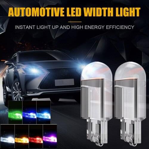 5Pcs W5W 194 T10 LED Glass Housing Cob Car Bulb 6000K White Green Blue Red Wedge License Plate Lamp Dome Light