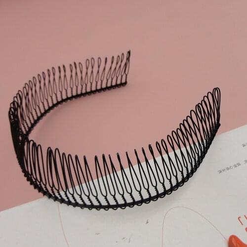 6PCS Black 3.5cm teethed Full Teeth Plain Metal Comb Hair Headbands teethe hair hoops for women for makeup grandmas ridge