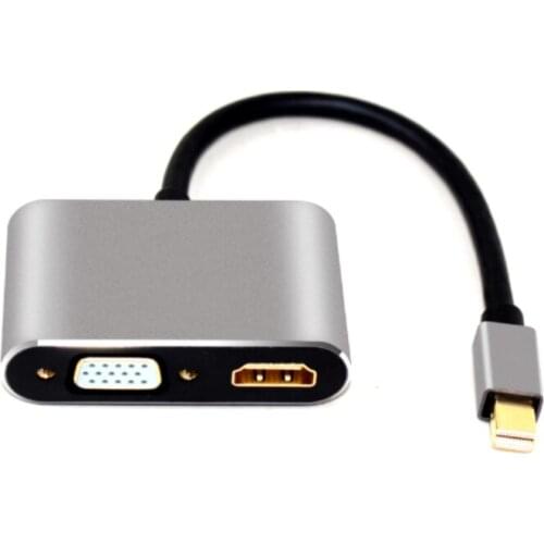 2 In 1 Mini DisplayPort to HDMI-compatible VGA Adapter Thunderbolt 2 Converter DP Cable for MacBook Air 13 Surface Pro 4 Dell