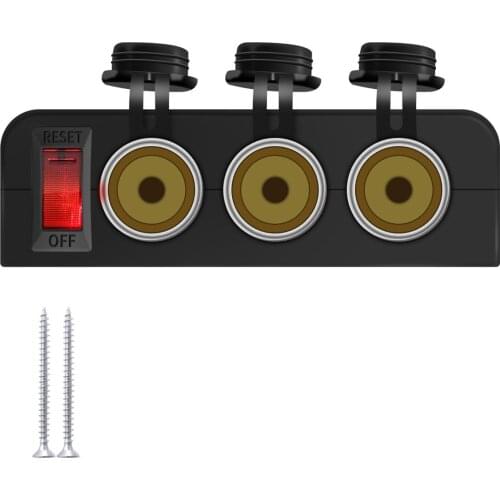 12V-24V car charger with Waterproof dustproof Cover and 3 cigar lighter sockets Universal for yacht ship caravan cars