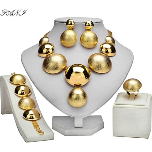 Fani Dubai Gold designer Jewelry Set Wholesale Nigerian Women Wedding Jewelry set Fashion African Costume Bridal Jewelry set