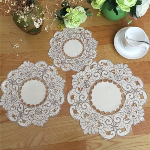 Hot embroidery table place mat pad cloth drink coaster dining coffee placemat cup mug pot holder Christmas doilies kitchen