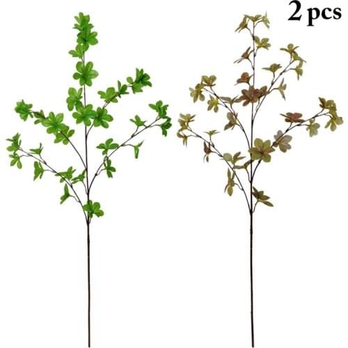 2 Branches Artificial Leaf Stem Plastic Faux Leaves Stem Fake Greenery Branch Wedding Party Decor Office Ornaments Home Decor