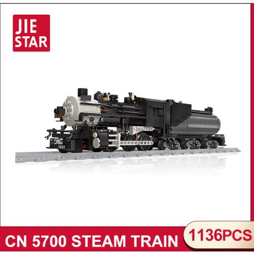 JIESTAR Train Technical Ideas CN 5700 Steam Train Classic Railway Creator Building Blocks Model Bricks For Children Gifts Toys