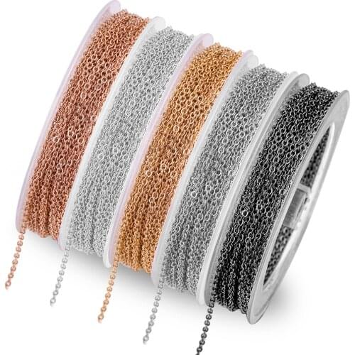 10m/roll Stainless Steel Silver Rose Gold Cable Chains Bulk 1 1.5 2 2.5mm Diy Jewelry Making Supplies Bulk Items Wholesale Lots