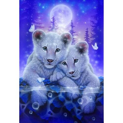 KEXINZU Full Square/Round Drill 5D DIY Diamond Painting "White tiger moon" Embroidery Cross Stitch 3D Home Decor Y010546