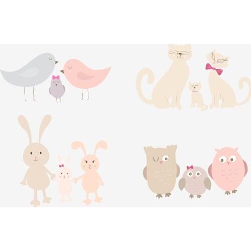 Cats Family Metal Cutting Dies DIY Scrapbooking Animals Stencil Birds Owl Stamps and Dies Irregular Figure Craft Dies Stitch
