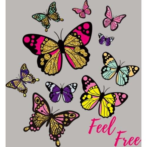 Beautiful Butterfly Sticker On Clothes Appliqued Vinyl Tops Diy Heat Transfer Fashion Iron On Patch Hot Tear Parches