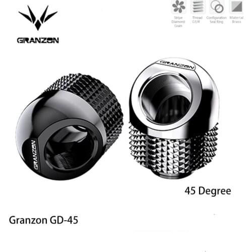 Bykski Granzon 45 Degree Rotary Elbow Fitting, G1/4" Brass Connector Adapter PC Water Cooling Accessories Black Silver / GD-45