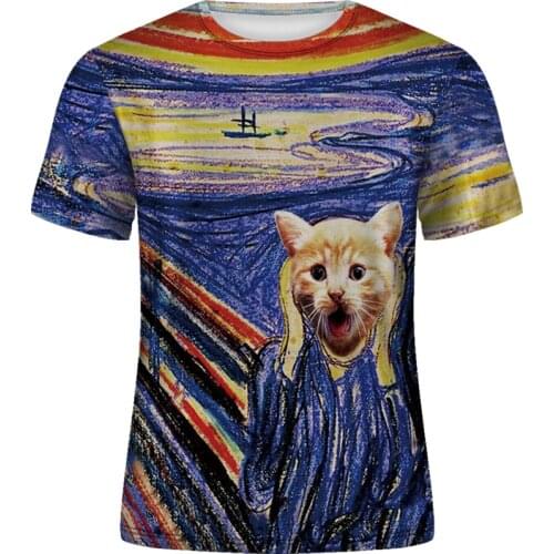 Summer leisure 3D printing mens T-shirt Van Gogh oil painting fun T-shirt comfortable short-sleeved T-shirt