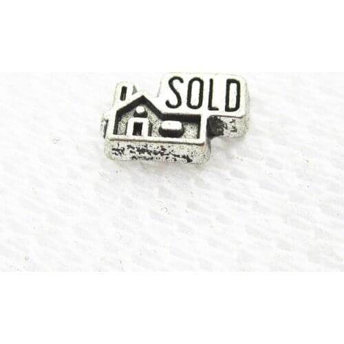 Hot selling 50pcs/lot Antique SOLD shop house Floating Charms Living Glass Memory Lockets DIY Jewelry pendants Charms