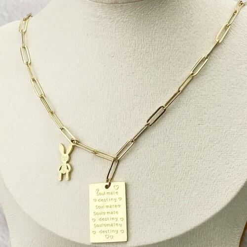 Hot girl Rabbit Fashion New Goddess Luxury Women Necklace Gold Color Luxe Jewelry Stainless Steel