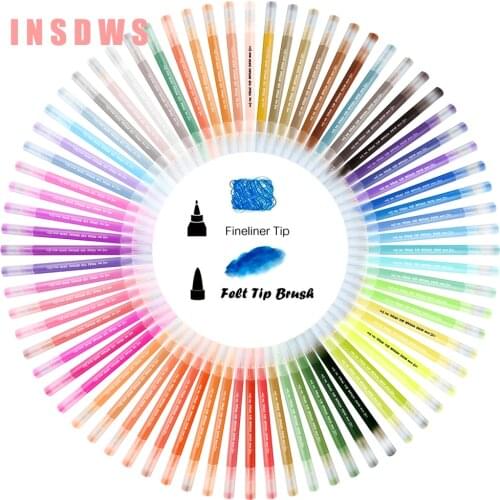 NEW Colorful Dual Tip Brush Pen Art Marker Watercolor Pens Fine Liner and Brush for Coloring Drawing Painting Manga Calligraphy