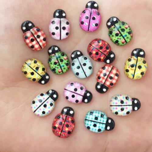 New 150pcs Mix Resin Cute Colorful Flower Beetles Flat Back Rhinestone Applique DIY Scrapbook Home Craft SF631*5