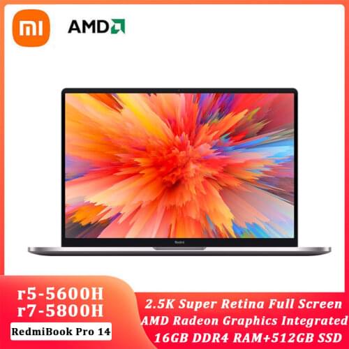 2021 Xiaomi RedmiBook Pro14 Laptop AMD Ryzen7 5700U/Ryzen5 5500U 2.5K Super Retain IPS Screen 100%sRGB Win10 Office Notebook