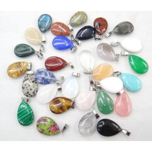 Wholesale 50pcs/lot natural stone turquoises malachite crystal agates water drop shape pendants DIY jewelry Making necklace