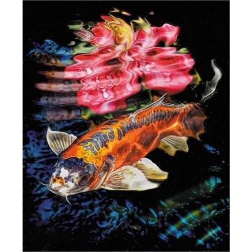 Full Diy Diamond Painting Koi Fish Gold Diamond Dots Mosaic Embroidery Picture Crystal Rhinestone Sticker Decal Wall Art Craft