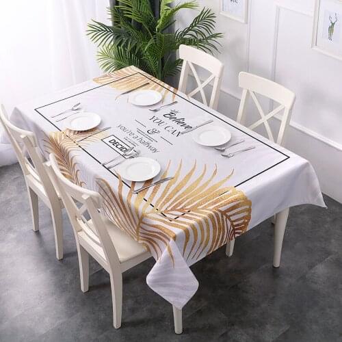 Simple leaves Linen Table Cloth Country Style white fashion Multifunctional Rectangle Table Cover Tablecloth with Lace Edge