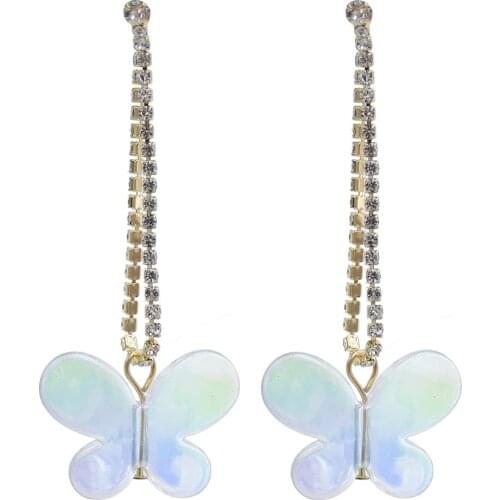 Japanese&Korean Style Simple Geometric Crystal Tassel Earrings For Women Butterfly Oval Drop Earrings Brincos Wedding Jewelry