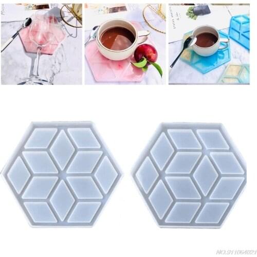 DIY Crystal Epoxy Mold Hexagonal Coaster Flower Pot Bottom Swing Tray Epoxy Silicone Mirror Mold for Flower Pot Decor wholesales