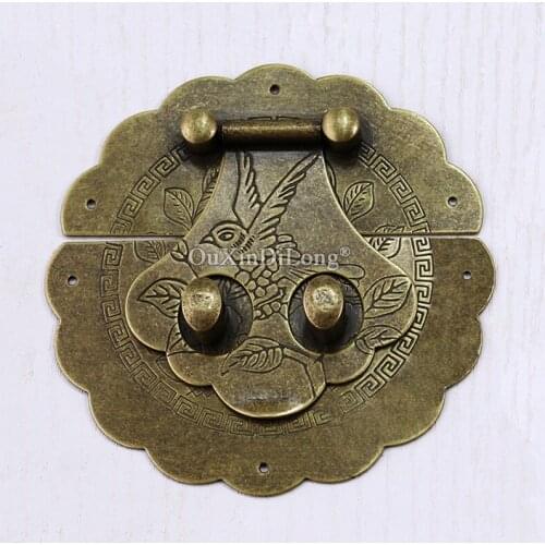 Retro 5PCS European Antique Brass Lock Hasps Buckles Jewelry Chest Suitcase Wood Cases Box Lock Catch Latches Clasp