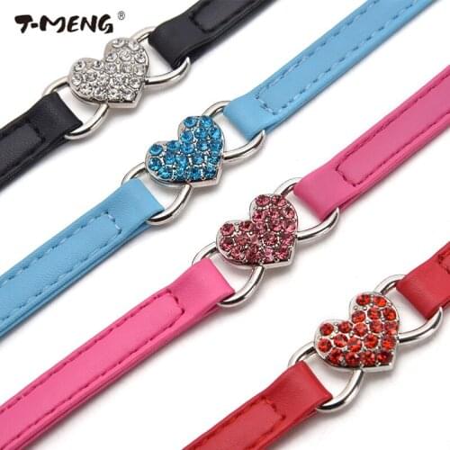 T-MENG Puppy Dog Cat Collars Bell Heart Shape Pet Collar Cat Necklacce Adjustable Dog Collar Cat Kitty Pet Products dog Supplies