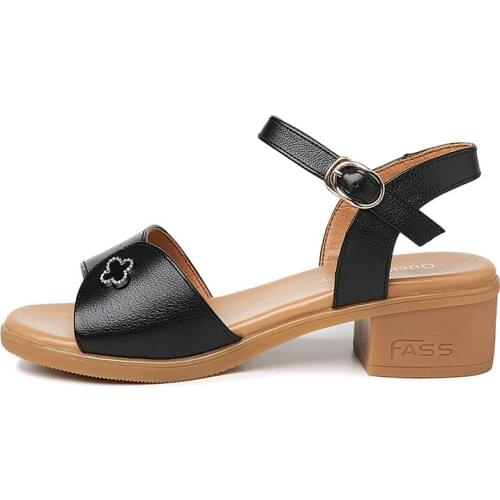 Open-Toe Thick-Heeled Sandals, Flat Buckle Solid Color WomenS Shoes, WomenS Platform Shoes