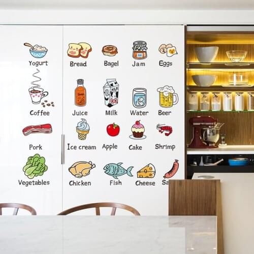 [SHIJUEHEZI] Food Vegetable Kitchen Sticker PVC Material DIY Fridge Wall Decals for House Dining Room Cupboard Glass Decoration