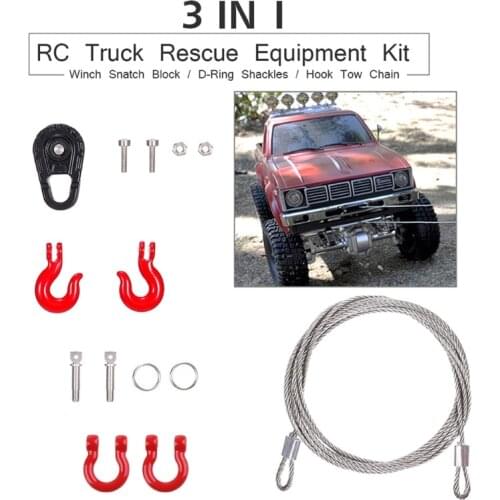 3 in 1 Rescue Equipment Winch Snatch Block D-Ring Shackle Hook Tow Chain for TRX4 Hsp Redcat Tamiya Axial SCX10 D9