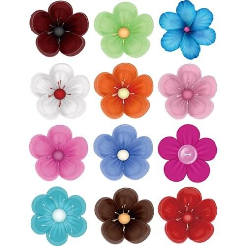 12pcs/lot Beautiful flowers stripes applique thermo stickers on clothes iron on heat-sensitive patches heat transfer stickers