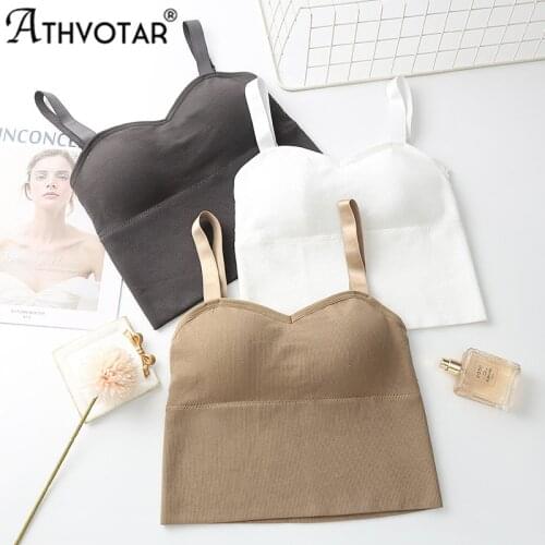 ATHVOTAR Seamless Female Crop Top Adjusted Basic Simple Tops Breathable Comfortable Underwear All Match Camisole
