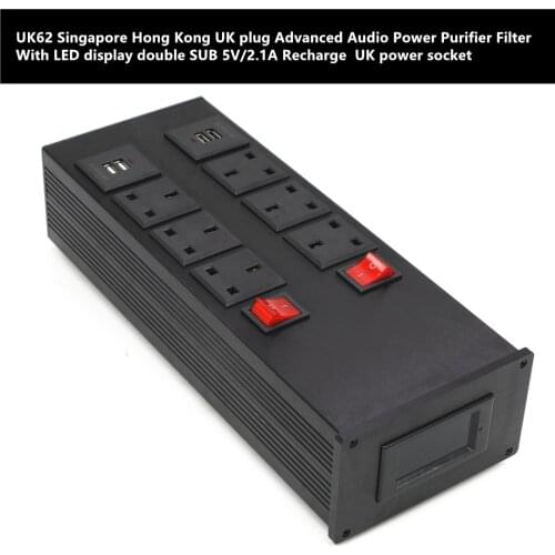 UK62 Singapore Hong Kong UK plug Advanced Audio Power Purifier Filter With LED display USB 5V/2.1A Recharge UK power socket