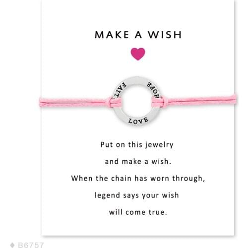 High Quality Unisex Handmade Silver Hope Faith Love Charm Make a Wish Bracelets for Women