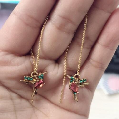 2020 Wholesale Cross-border Hot-selling Jewelry Red Mixed Zirconium Wings Bird Earrings New Arrival New Factory Direct Sales