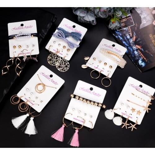 ZOSHI New Vintage Jewelry Set For Women Girl Bohemian Hair Clips & Pins 2020 Simulated Pearl Earrings Gold Jewellery Brincos