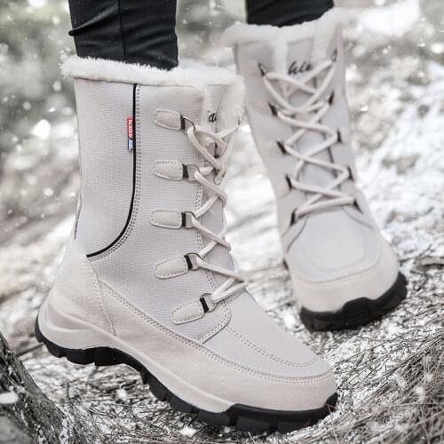 Women boots women shoes 2021 solid lace up snow boots women high-top winter boots warm short plush waterproof winter shoes woman