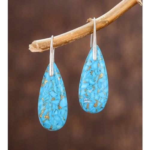 Women Luxury Earrings Natural Stones Teardrop Dangle Earrings Designer Elegant Earrings US European Jewelry Dropshipping