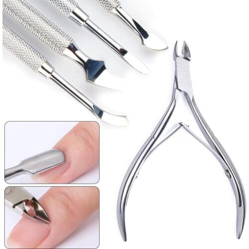 1pcs Double-end Nail Art Cuticle Remover Stainless Steel Manicure Pedicure Pusher Fork Scissor Trimmer 2-ways Nails Tool SAA17