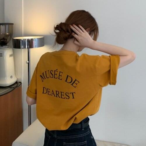 2021 summer new back simple cool letter printing loose Korean student casual versatile t-shirt female